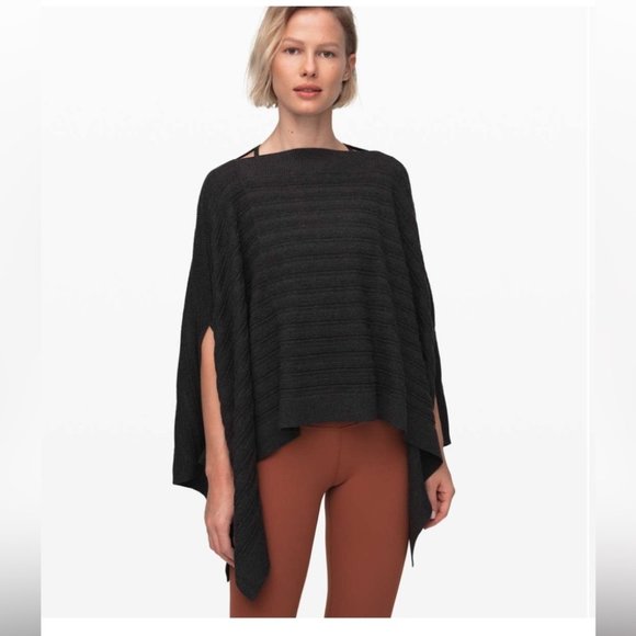 Lululemon Forward Flow Poncho Cape dark gray cozy soft warm yak cotton one size - Picture 2 of 9